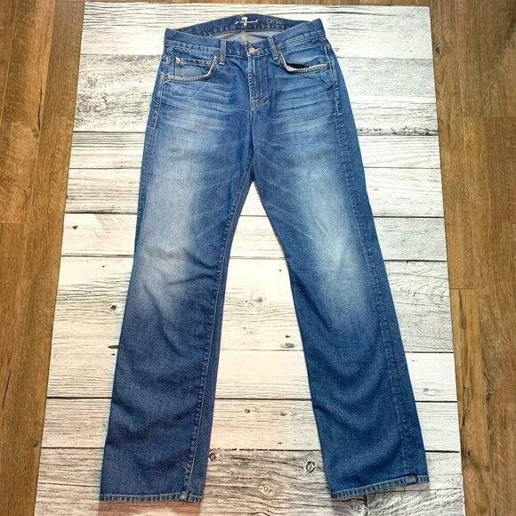 7 For All Mankind Jeans Carsen Light Wash Distressed Denim - Picture 1 of 10